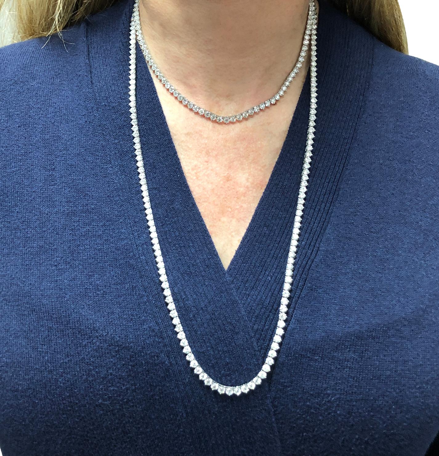 52.40 Carat Diamond Line Necklace In New Condition In Miami, FL