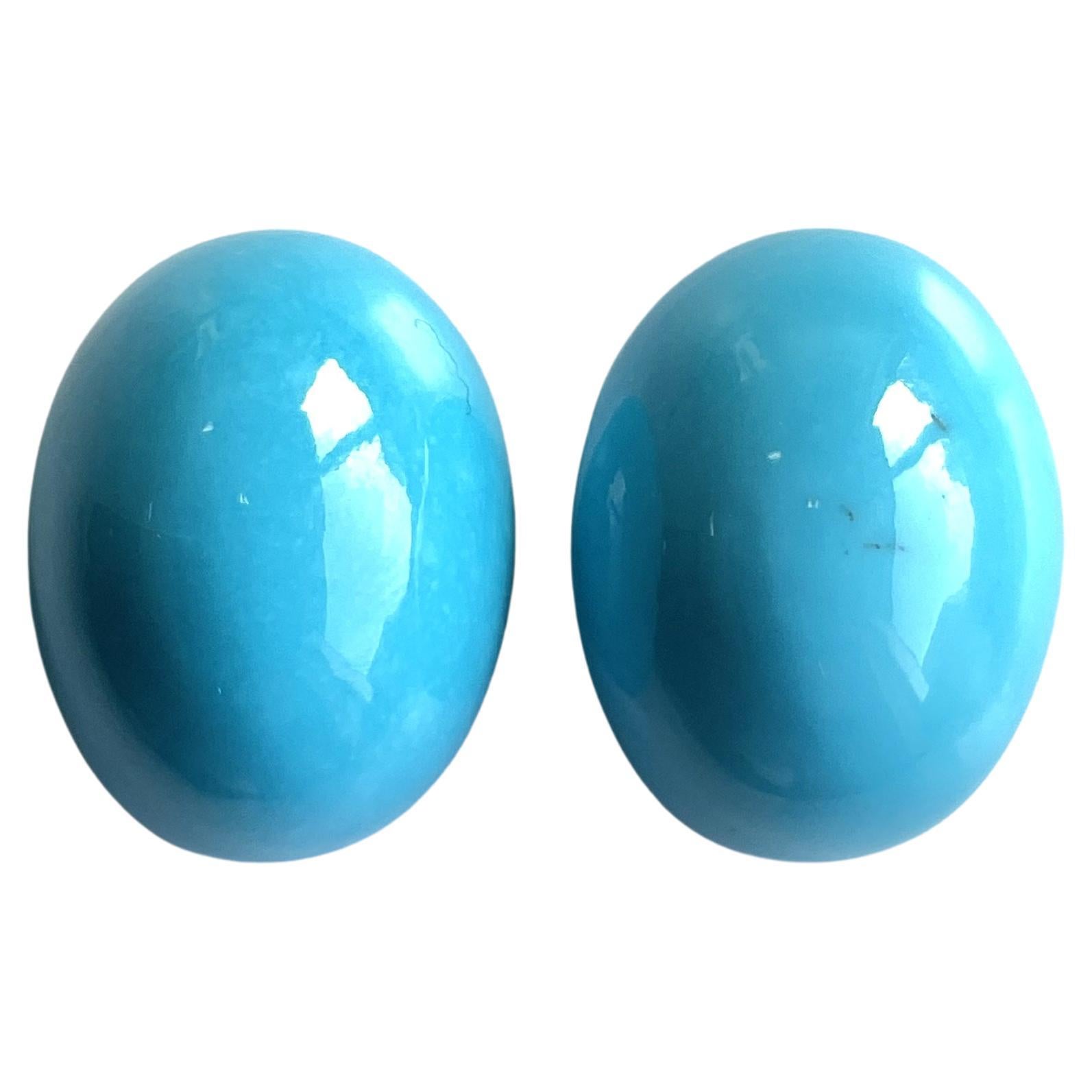 52.40 Carats Turquoise Arizona Cabochons 2 Pieces Paire Pour Bijoux Gemmes Naturelles
