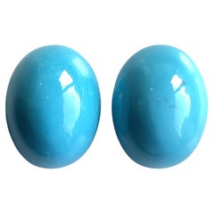 52.40 Carats Turquoise Arizona Cabochons 2 Pieces Paire Pour Bijoux Gemmes Naturelles