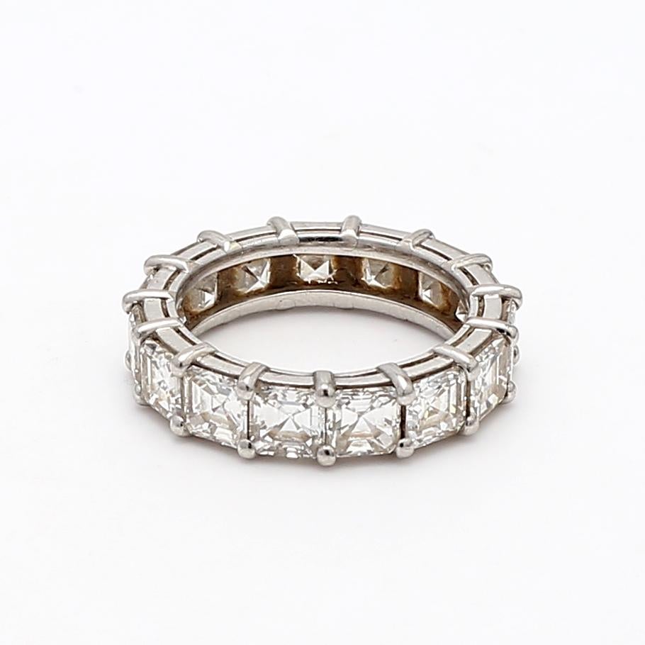 Title:
5.25 Carat Asscher Cut G VS1 Diamond Platinum Band Ring


Style:
Band


Metal:
Platinum


Gemstone 1:
5.25 Carat Diamond


Number of Stones:
15


Color:
G


Clarity:
VS1


Shape:
Asscher Cut


Size:
3.75


Weight:
4.6