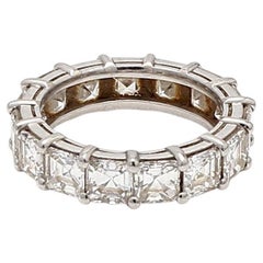 5,25 quilates de diamantes talla Asscher G VS1 Anillo de platino con banda de eternidad