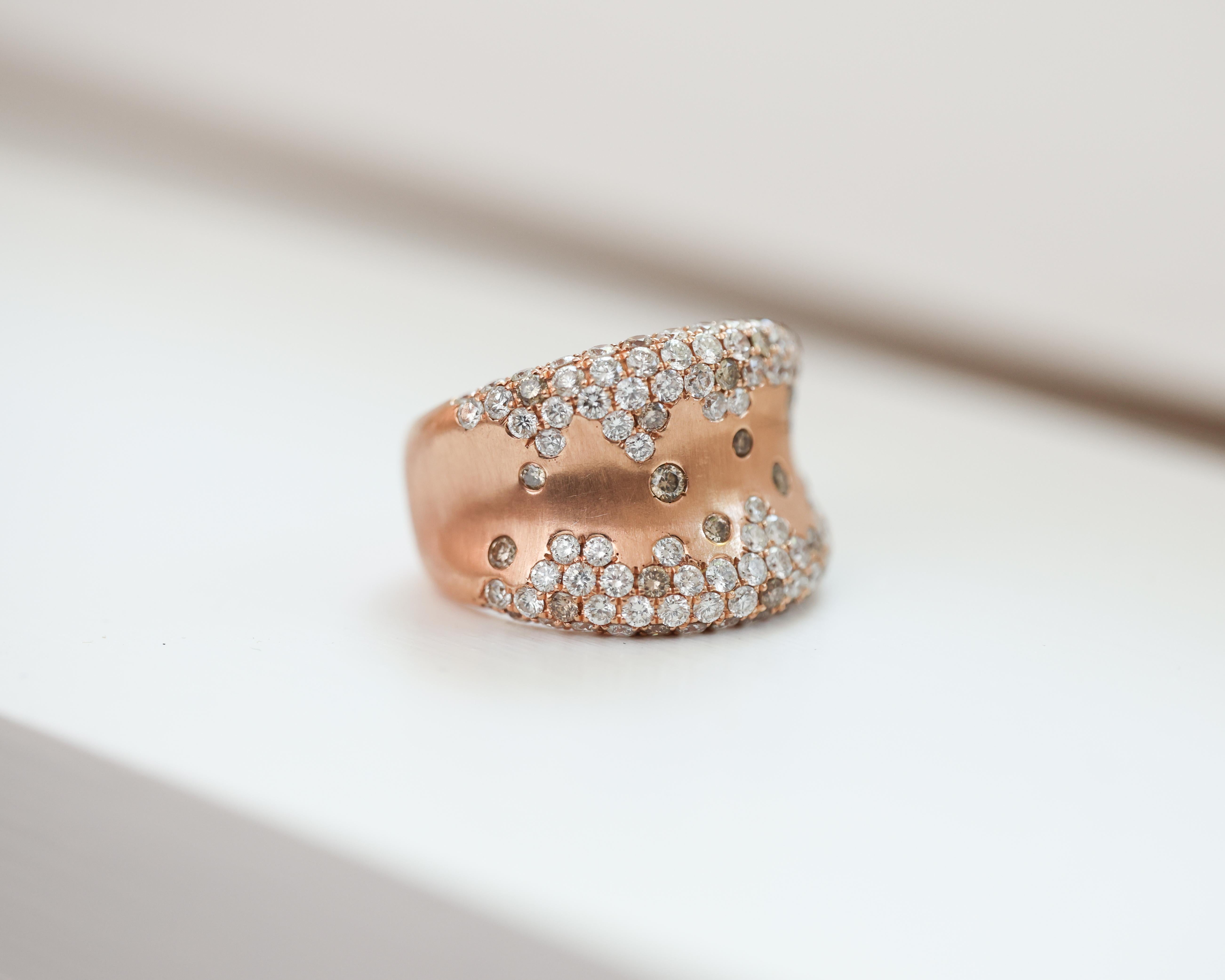 Modern 5.25 Carat Diamond and 18 Karat Rose Gold Ring
