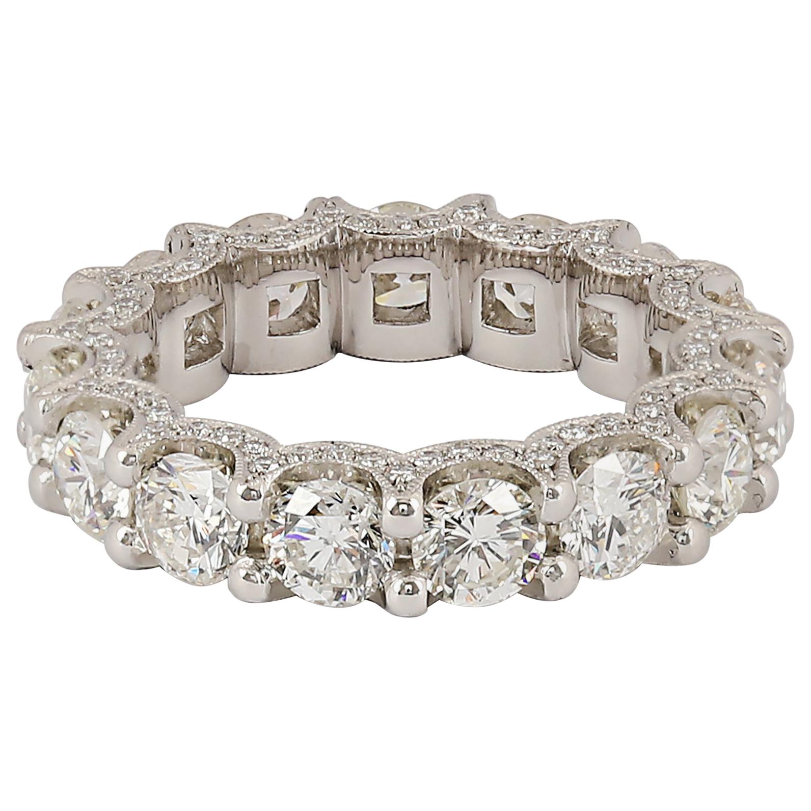 Gems Are Forever 5.25 Carat Diamond and Platinum Eternity Band For Sale