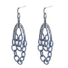 5.25 Carat Diamond and Sapphire Dangle Earrings