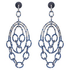 5.25 Carat Diamond and Sapphire Dangle Earrings