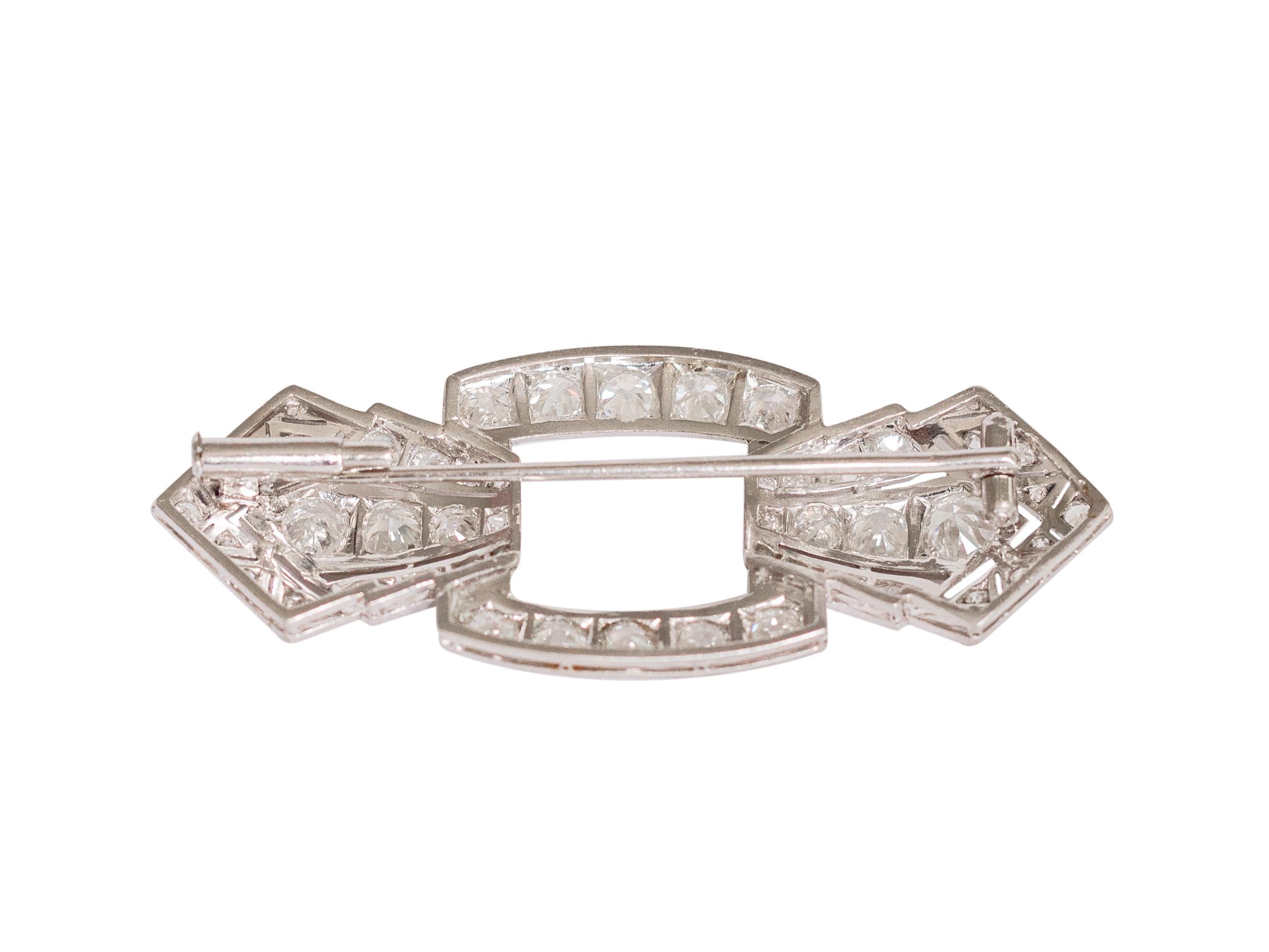 Art Deco 5.25 Carat Diamond Platinum Brooch For Sale