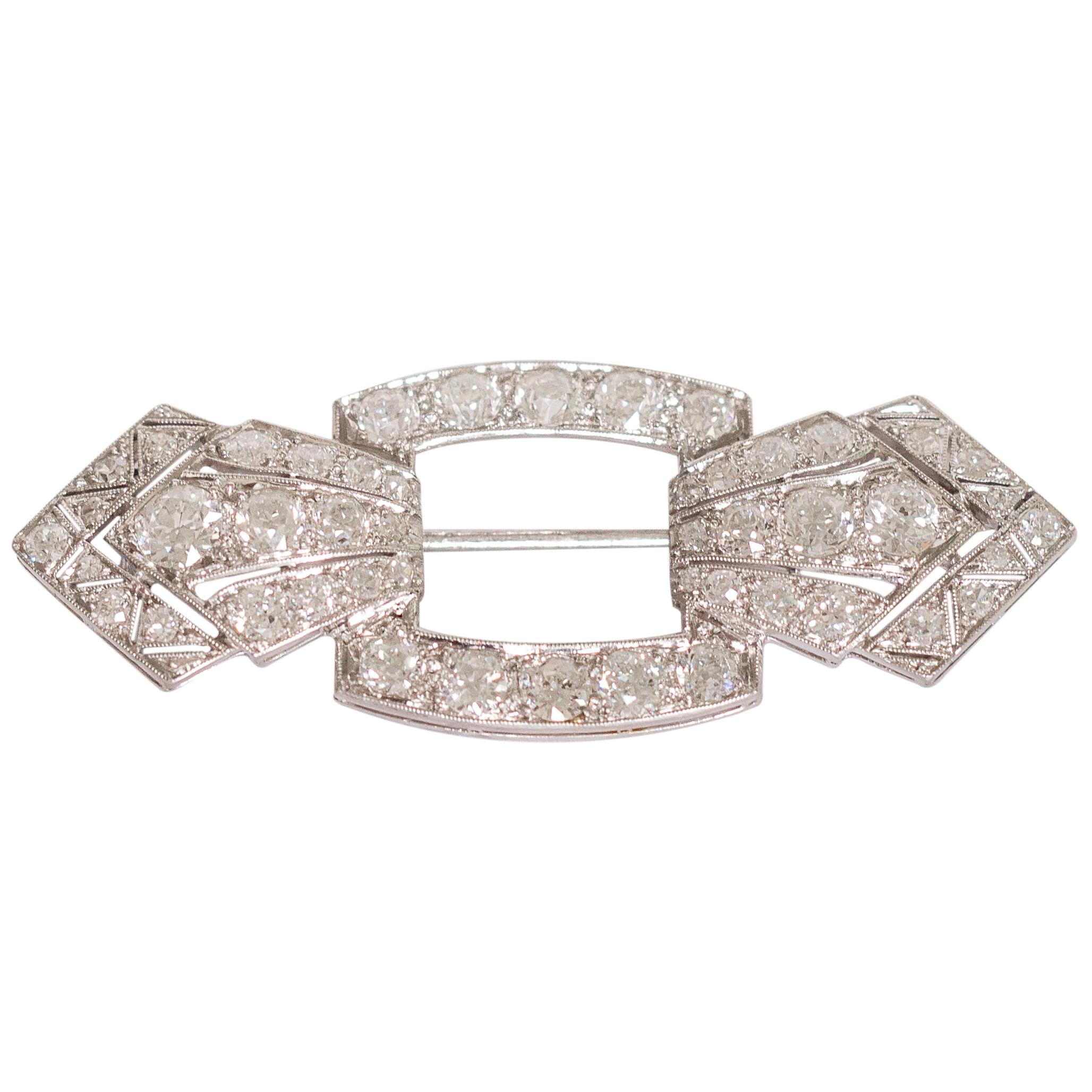 5.25 Carat Diamond Platinum Brooch