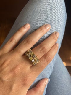 5.25 Carat Fancy Yellow Radiant Cut and White Diamond Band Ring