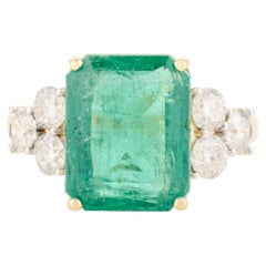 5.25 Carat Genuine Emerald Diamond 18K Yellow Gold Wedding Ring for Women
