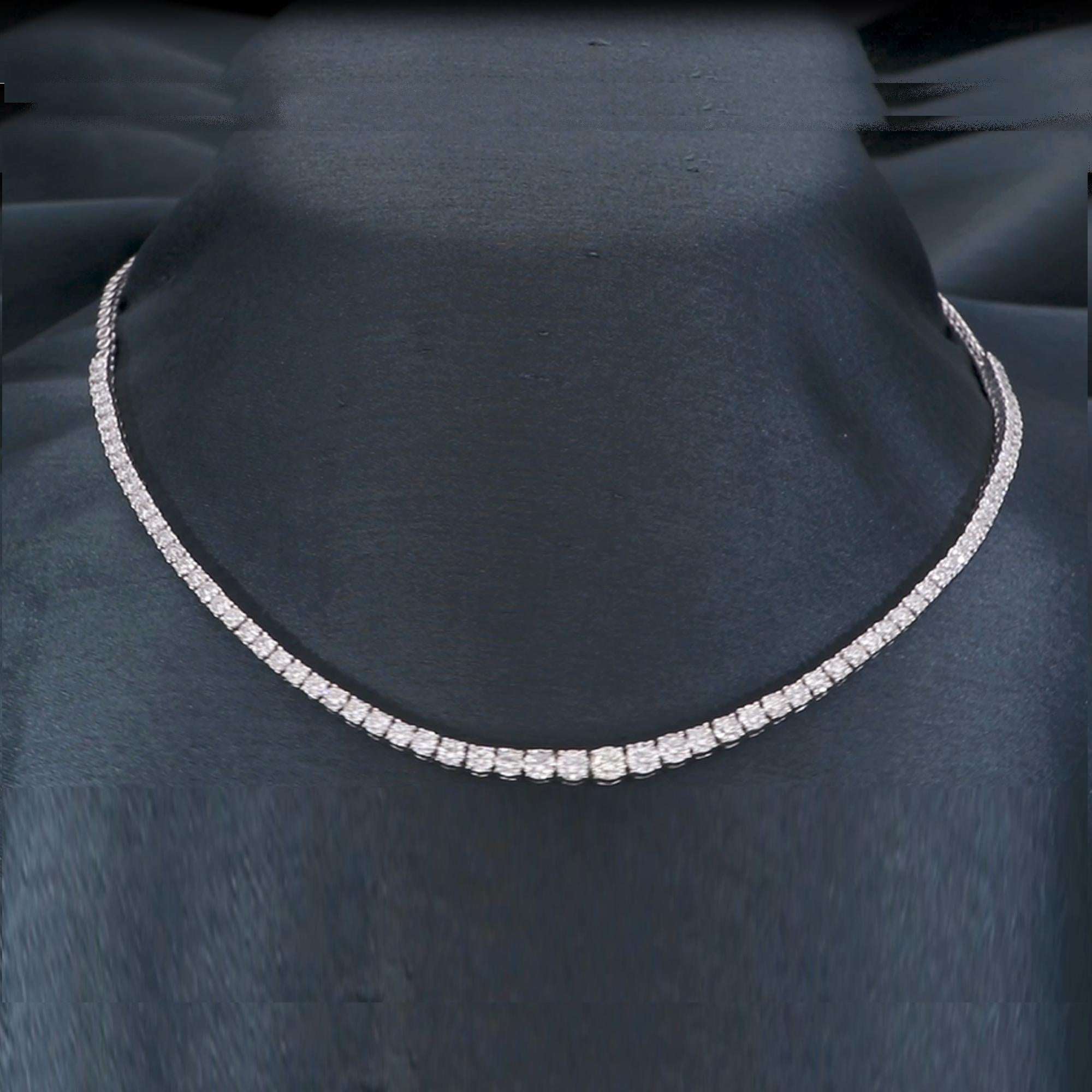 Collier à chaîne en diamants ronds naturels de 5,25 carats, or blanc 14 carats Neuf - En vente à Diera, Dubai