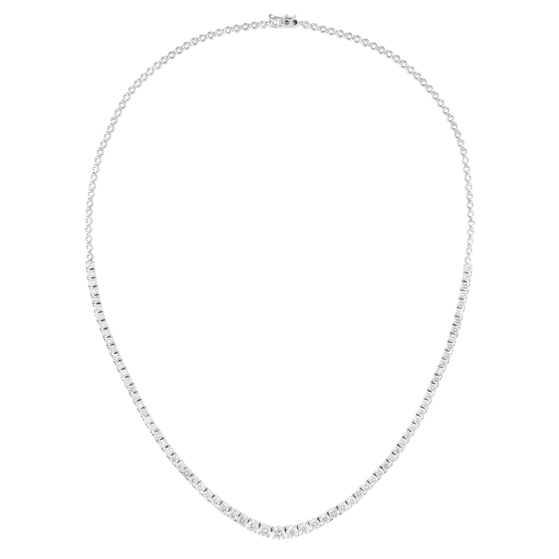Collier à chaîne en diamants ronds naturels de 5,25 carats, or blanc 14 carats Pour femmes en vente
