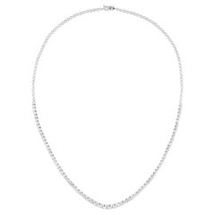 Collana a catena con diamanti tondi naturali graduati da 5,25 carati, oro bianco 14 carati