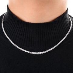 5.25 Carat Graduated Natural Round Diamond Chain Necklace 18 Karat White Gold