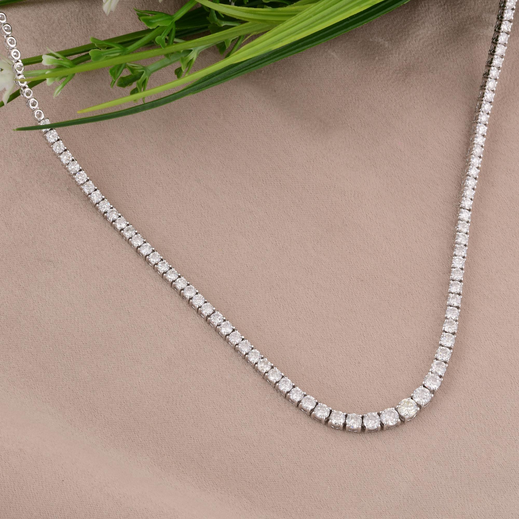 Moderne Collier à chaîne en diamants ronds naturels de 5,25 carats en or blanc 18 carats en vente