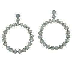 Boucles d'oreilles en or 14 carats avec diamants et pierre de lune de 52,5 carats