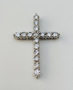 5.25 Carat Natural Diamond Cross Pendant 14 Karat White Gold