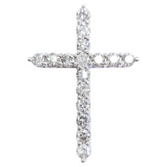 5.25 Carat Natural Diamond Cross Pendant 14 Karat White Gold