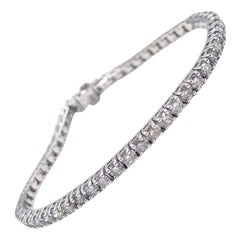 5.25 Carat Natural Diamond Tennis Bracelet in 14K White Gold 7"