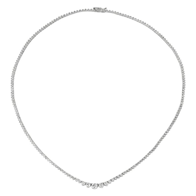 5.25 Carat Natural Diamond Tennis Necklace G SI 14 Karat White Gold For Sale