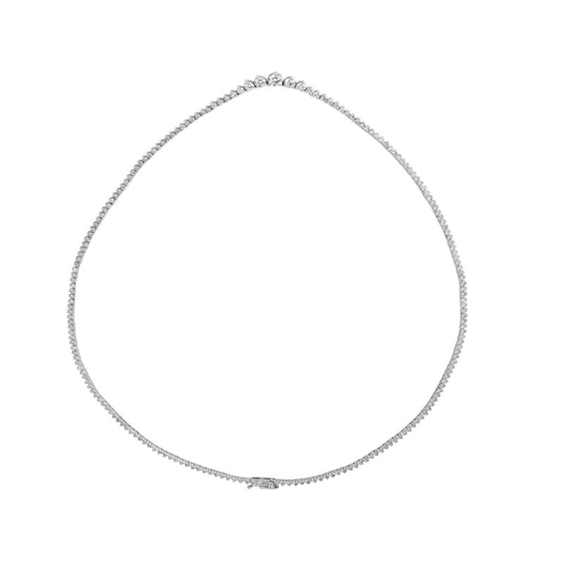 Contemporary 5.25 Carat Natural Diamond Tennis Necklace G SI 14 Karat White Gold For Sale