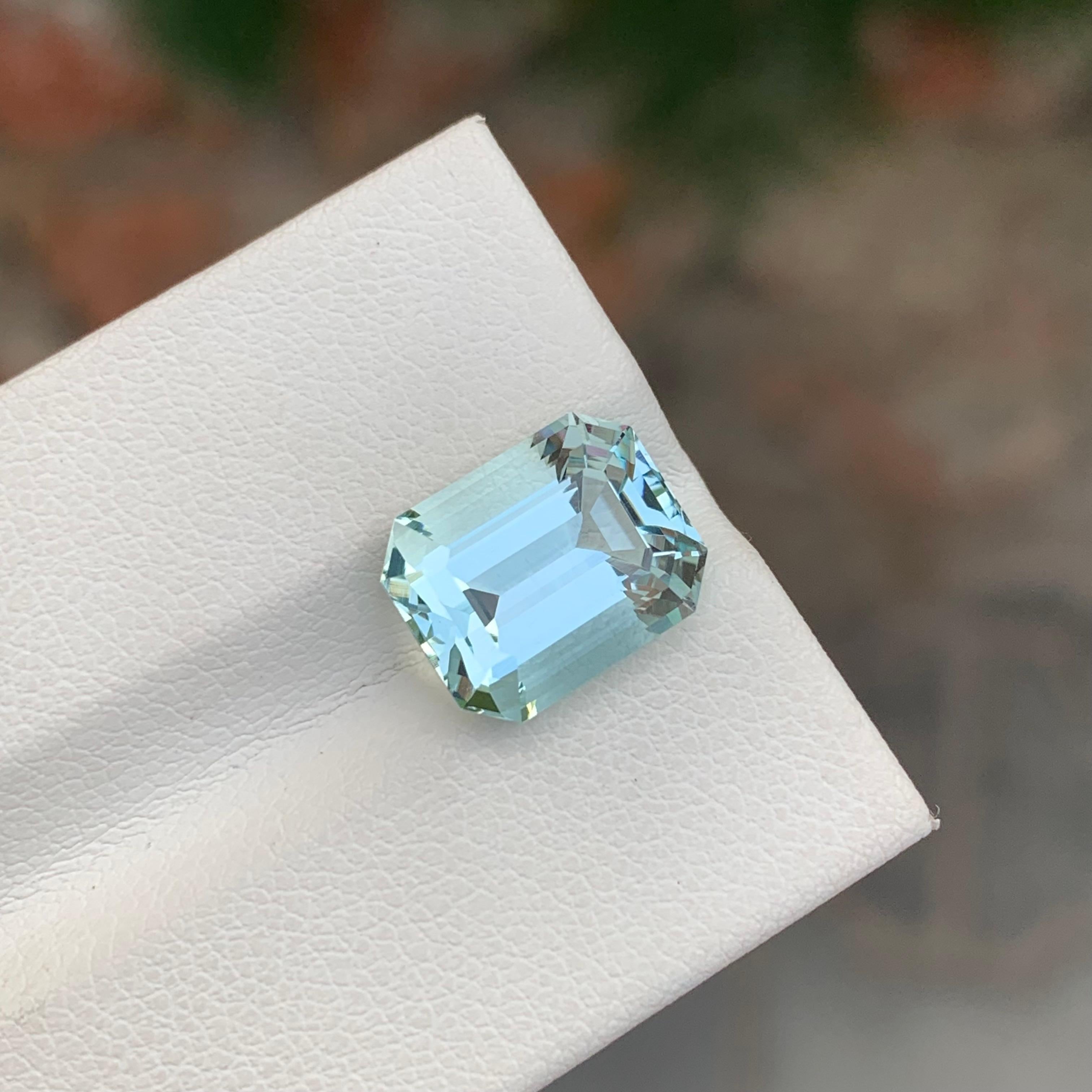 5,25 Karat natürlicher loser Aquamarin Smaragd Form Edelstein im Angebot 2