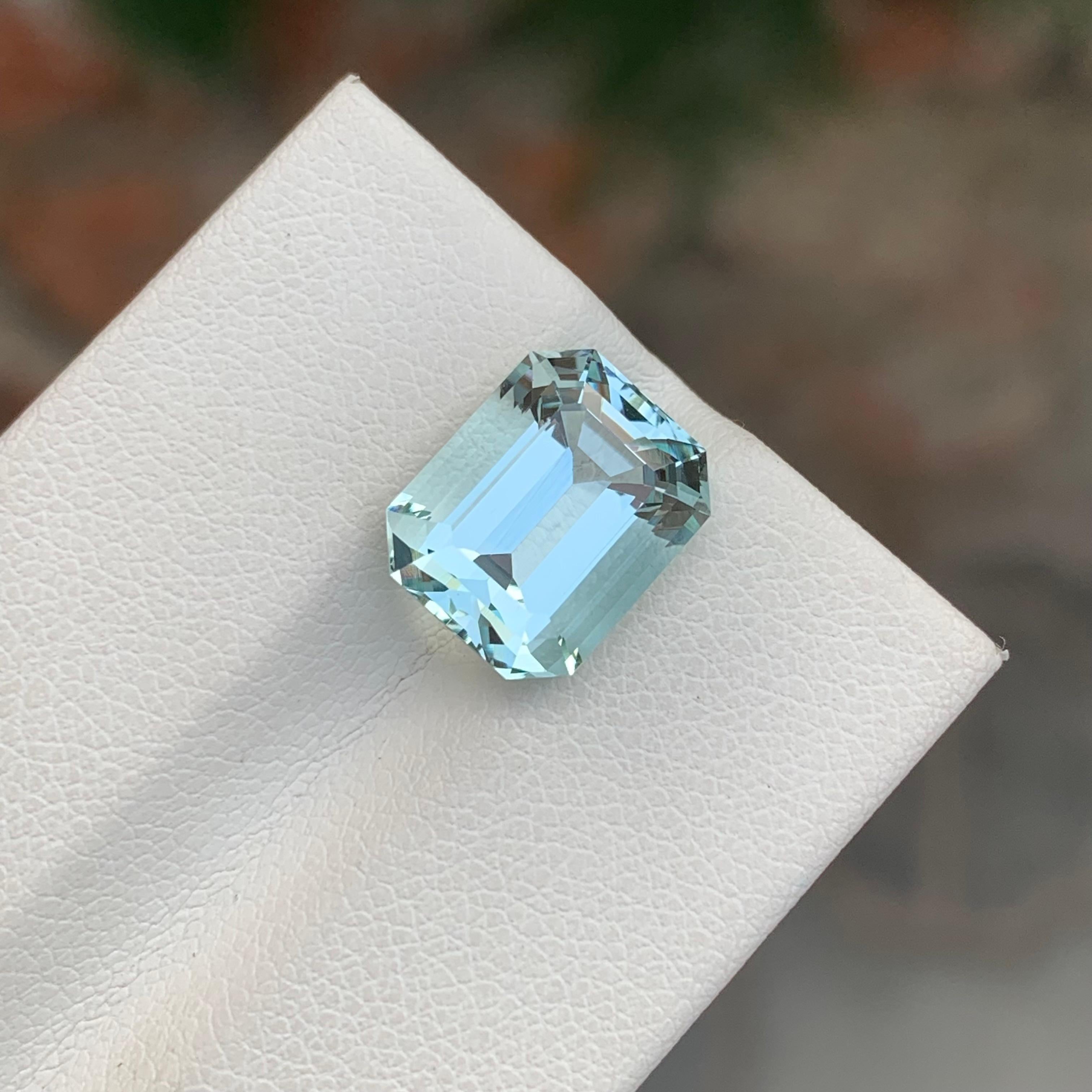 5,25 Karat natürlicher loser Aquamarin Smaragd Form Edelstein im Angebot 3