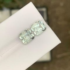 5.25 Carat Natural Loose Green Amethyst / Prasiolite Pair Cushion Cut Gemstone