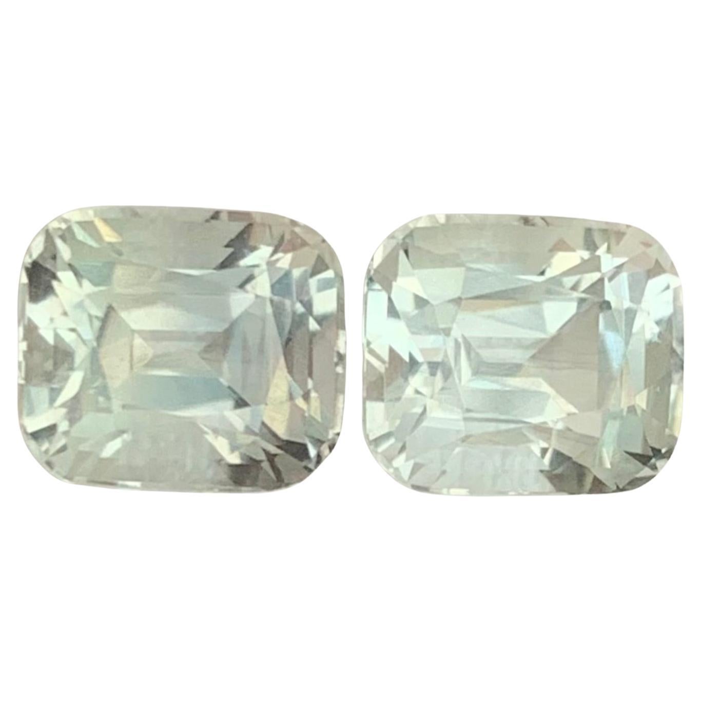 5.25 Carat Natural Loose Green Amethyst / Prasiolite Pair Cushion Cut Gemstone For Sale