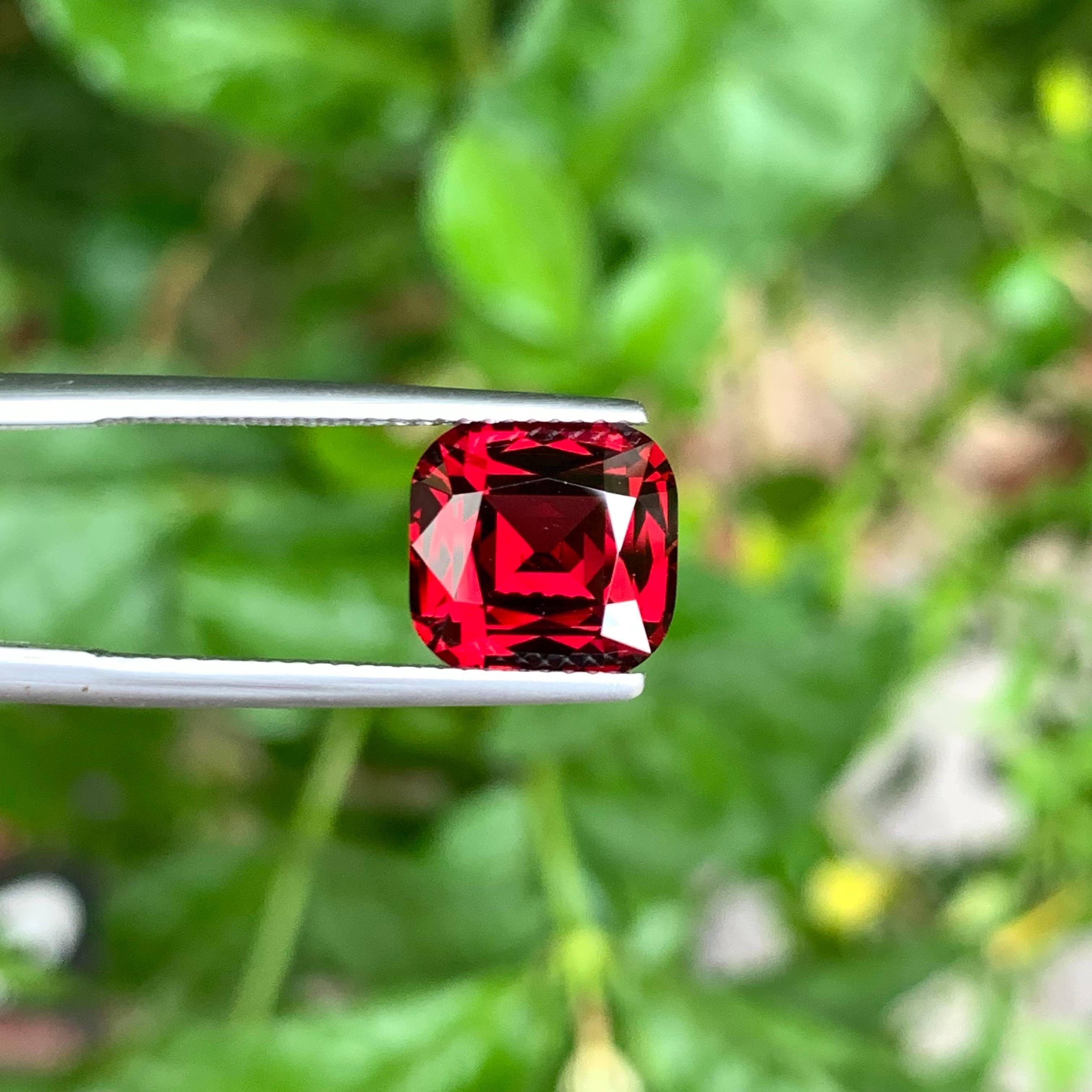 Women's or Men's 5.25 Carat Natural Loose Red Umbalite Garnet Stone Cushion Cut From Africa For Sale