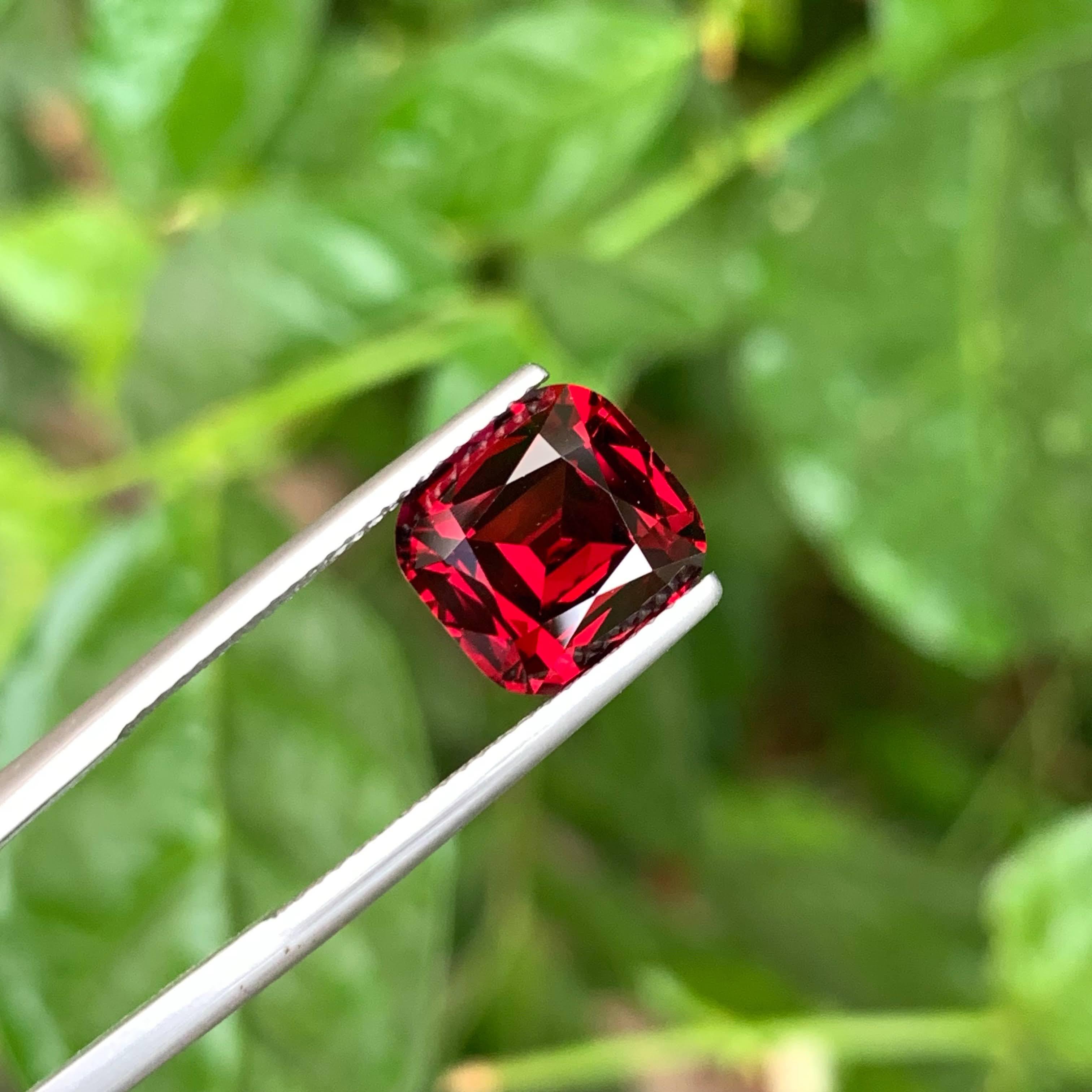 5.25 Carat Natural Loose Red Umbalite Garnet Stone Cushion Cut From Africa For Sale 2