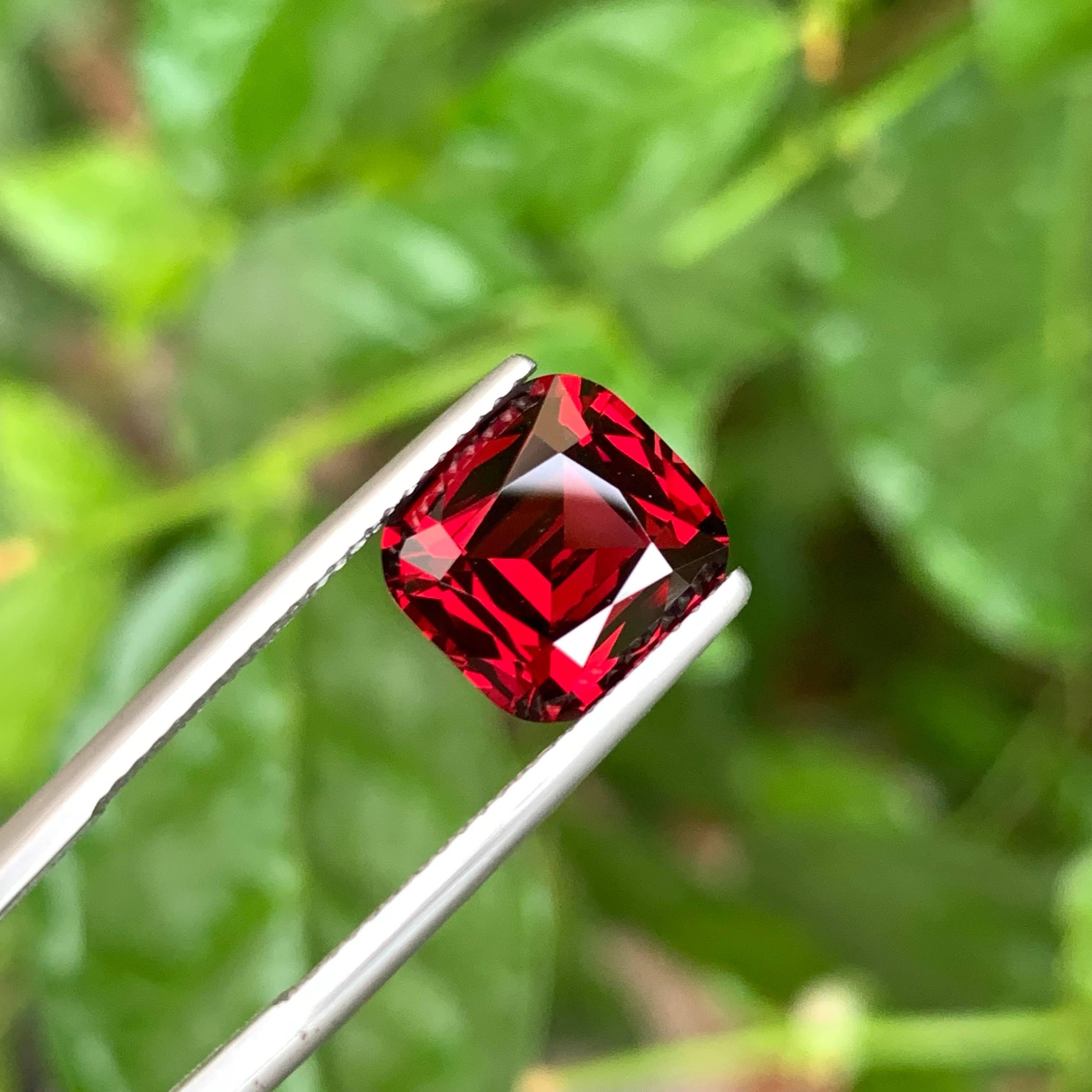 5.25 Carat Natural Loose Red Umbalite Garnet Stone Cushion Cut From Africa For Sale 3