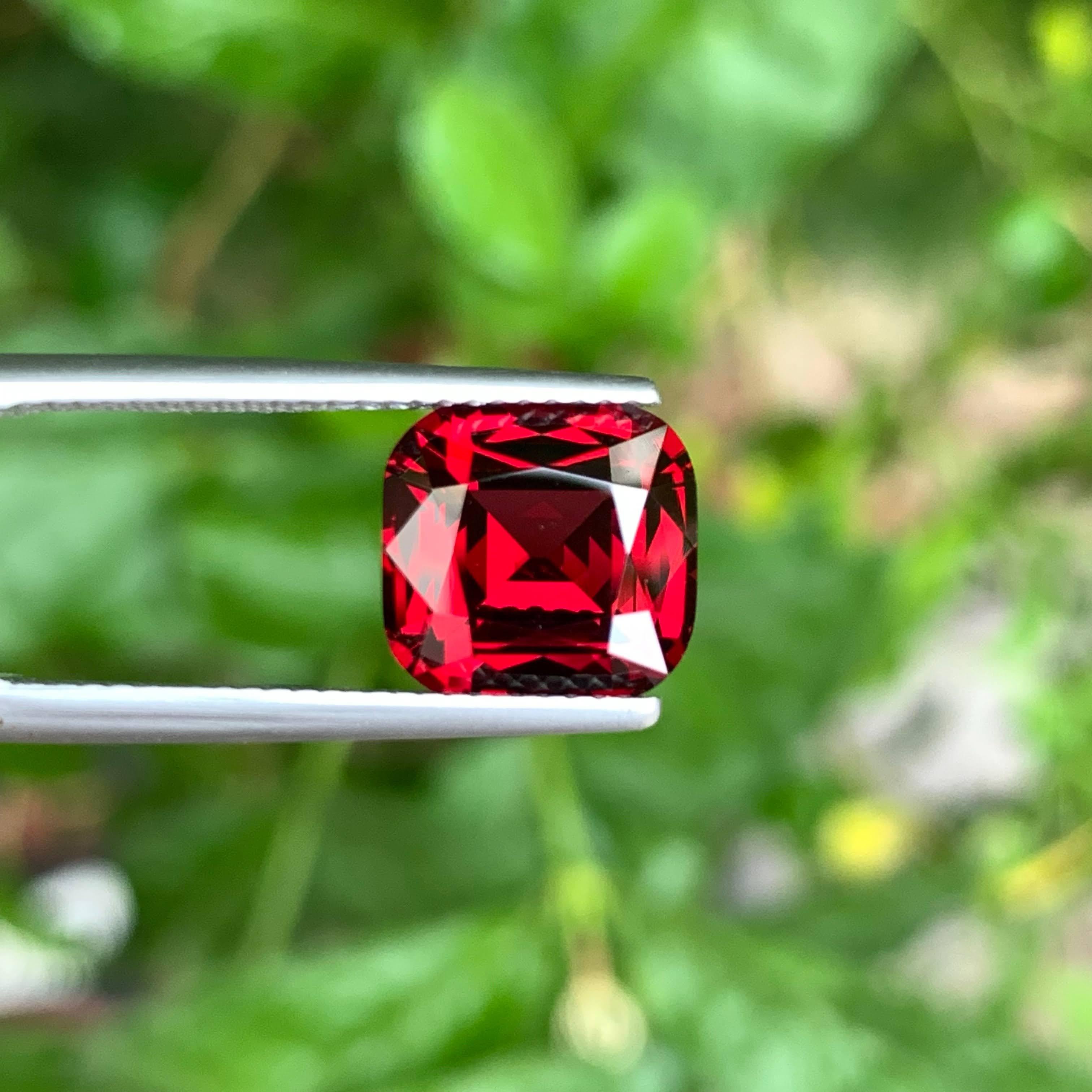 5.25 Carat Natural Loose Red Umbalite Garnet Stone Cushion Cut From Africa For Sale 4