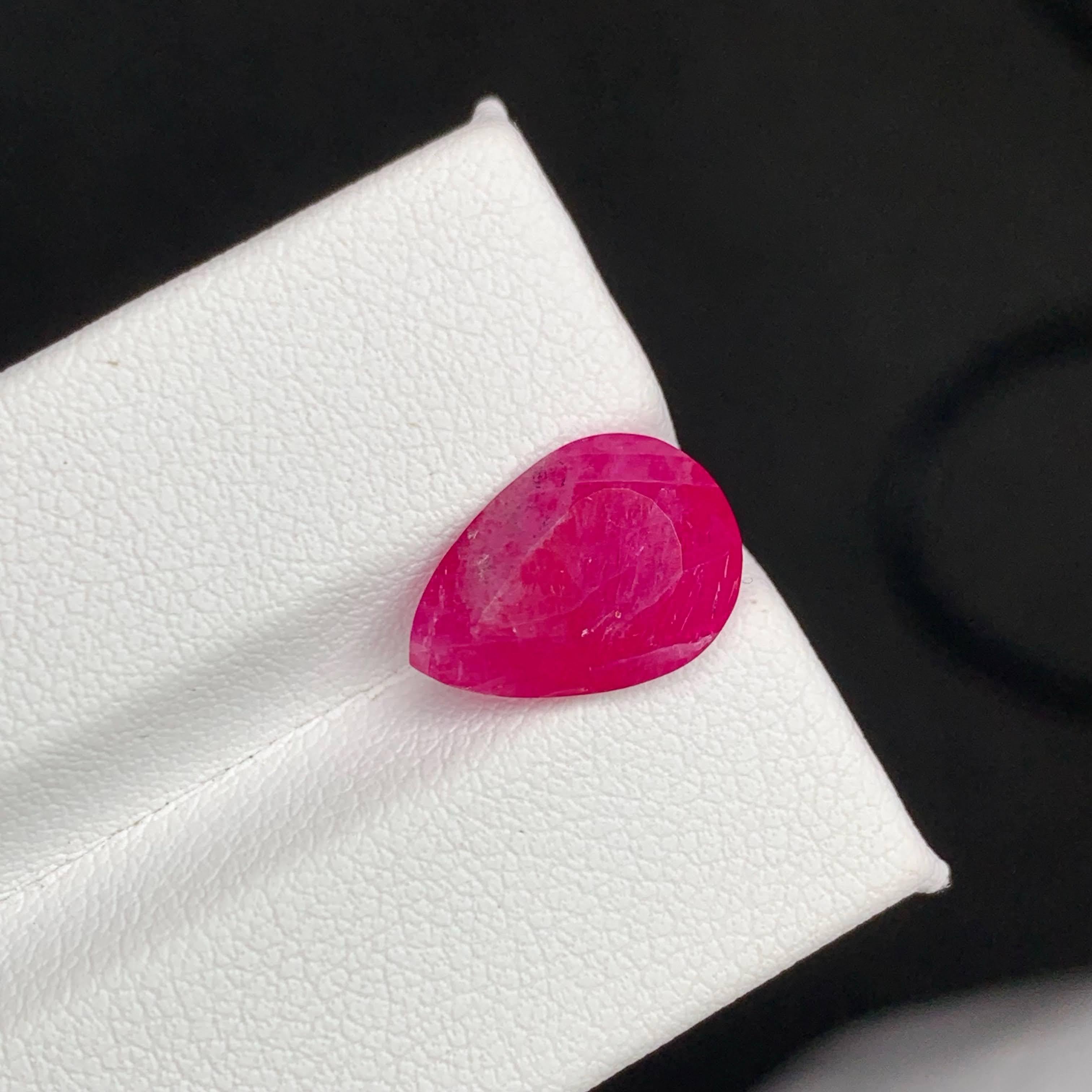 5.25 Carat Natural Loose Reddish Pink Ruby Stone Pear Cut Afghan Gemstone For Sale 5