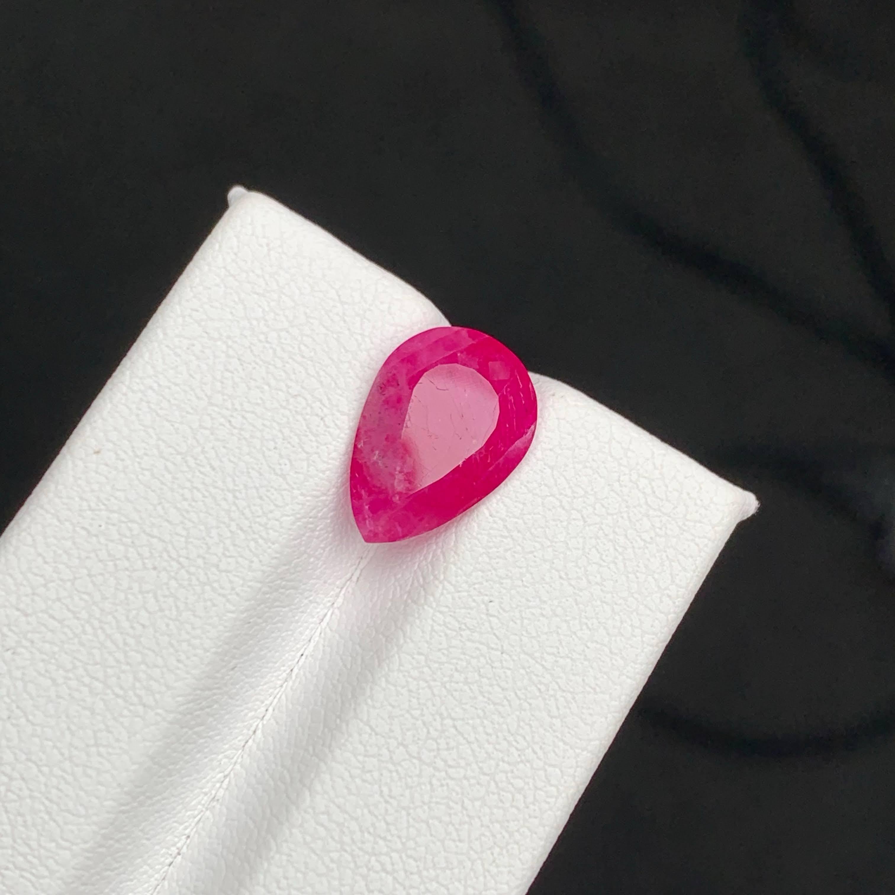 5.25 Carat Natural Loose Reddish Pink Ruby Stone Pear Cut Afghan Gemstone For Sale 4