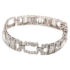 5.25 Carat Round and Baguette Shape Diamond Platinum Art-Deco Bracelet