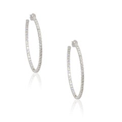 Orecchini a cerchio con diamante rotondo da 5,25 carati 14 carati in stock