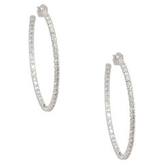 5.25 Carat Round Diamond Inside Out Hoop Earrings 14 Karat in Stock