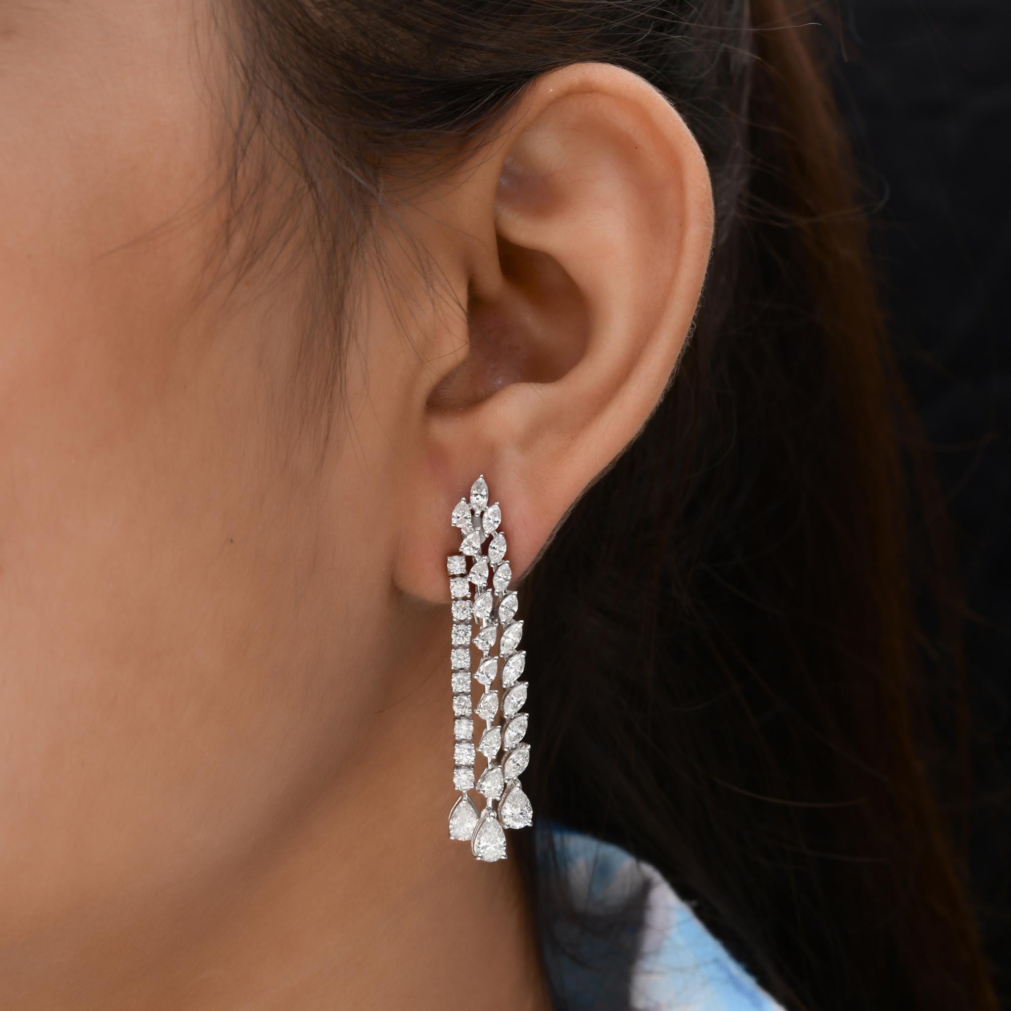 Pendientes de diamantes en forma de araña de 5,25 quilates, claridad SI y color HI, oro blanco de 18 quilates Corte pera en venta