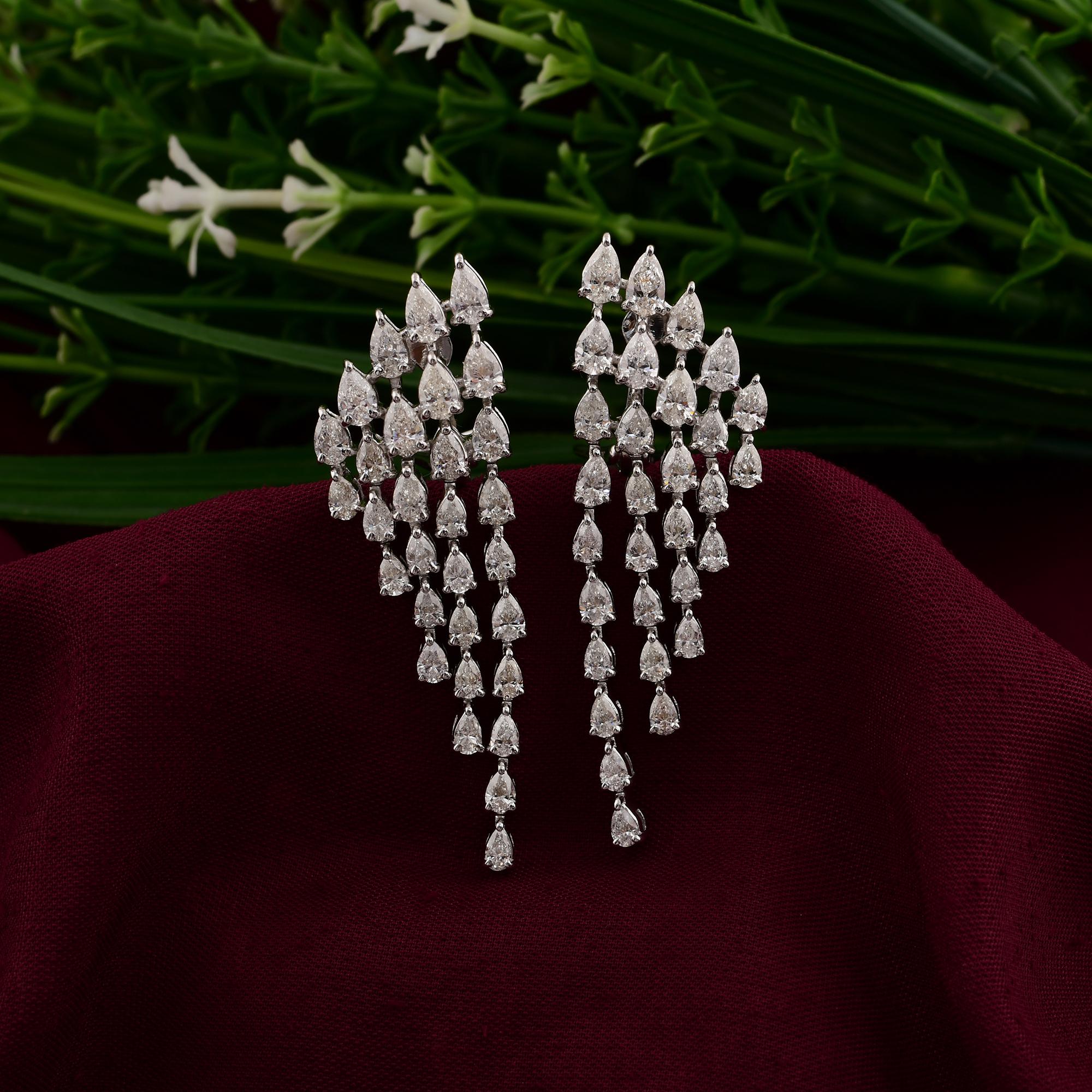 Women's 5.25 Carat SI Clarity HI Color Pear Shape Diamond Earrings 14 Karat White Gold For Sale