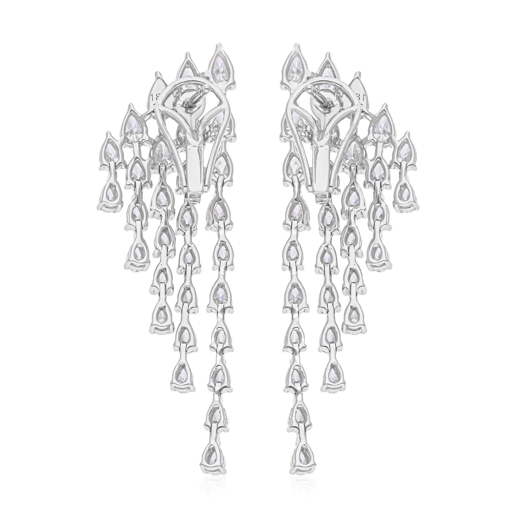 5.25 Carat SI Clarity HI Color Pear Shape Diamond Earrings 14 Karat White Gold For Sale 1
