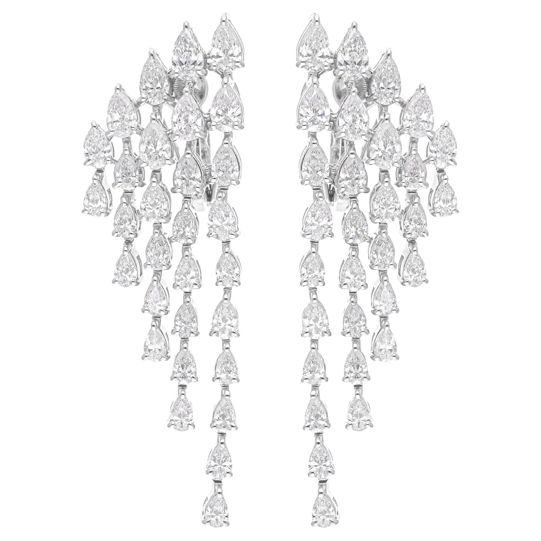 5.25 Carat SI Clarity HI Color Pear Shape Diamond Earrings 14 Karat White Gold