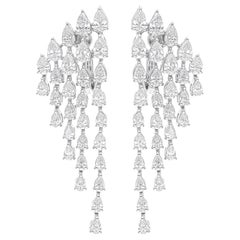 Pendientes de diamantes en forma de pera de 5,25 quilates, claridad SI y color HI, oro blanco de 18 quilates