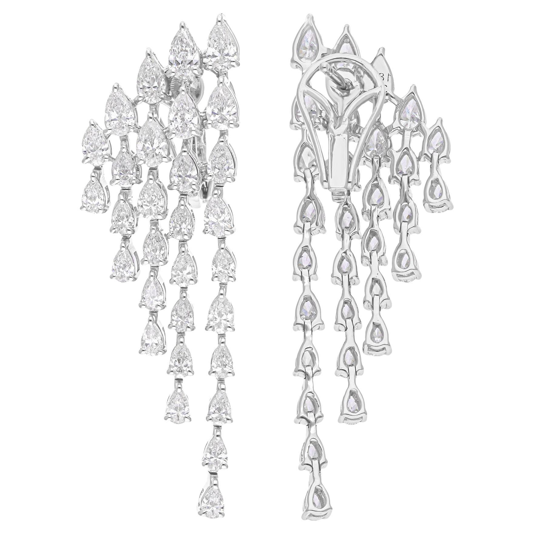5.25 Carat SI Clarity HI Color Pear Shape Diamond Earrings 18 Karat White Gold