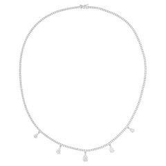 5.25 Carat SI/H Natural Diamond Charms Chain Necklace 14 Karat White Gold