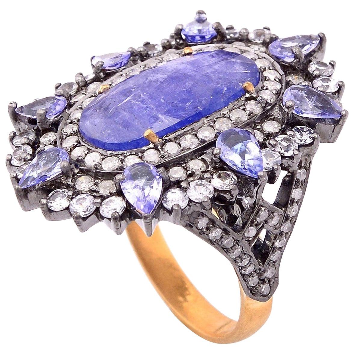 For Sale:  5.25 Carat Tanzanite Sapphire Cocktail Ring