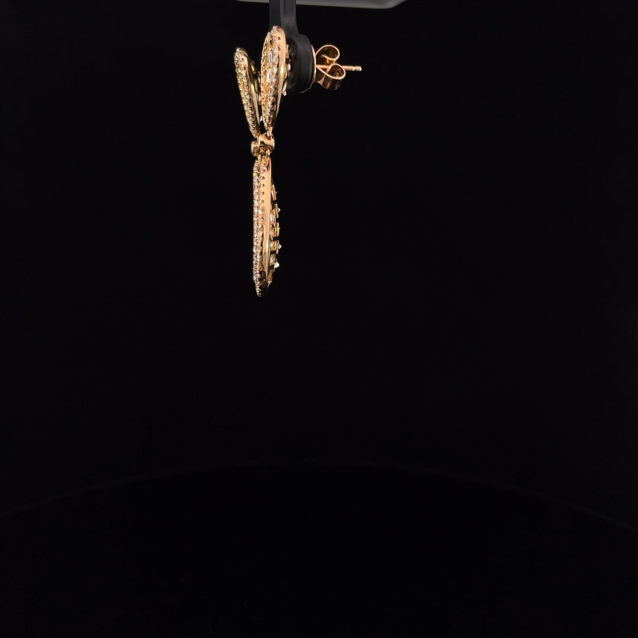 Pendientes Corazón y Gota de Diamante VS1 de 5,25 Quilates en Oro Rosa de 18K Moderno en venta