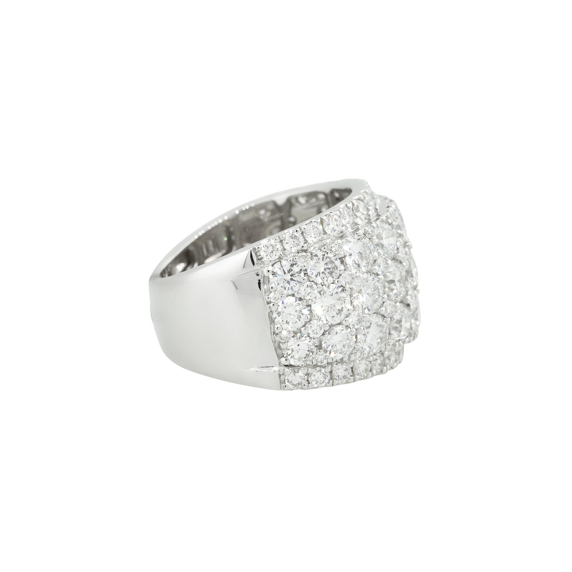 Modern 5.25 Carat Wide Pave Diamond Band 18 Karat in Stock For Sale