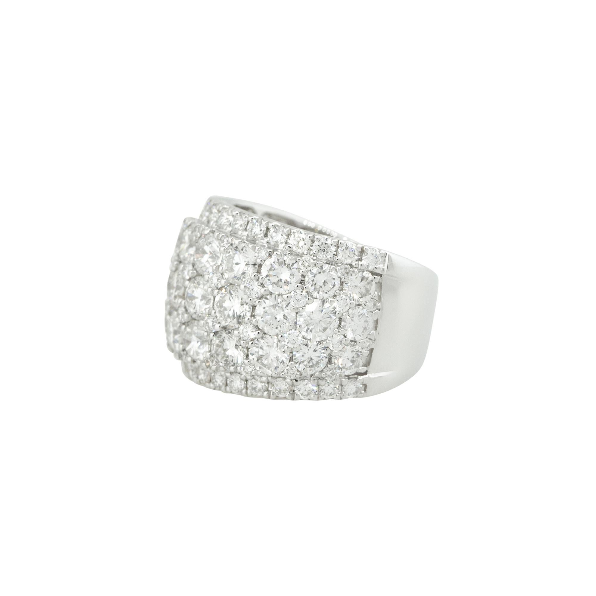 Round Cut 5.25 Carat Wide Pave Diamond Band 18 Karat in Stock For Sale