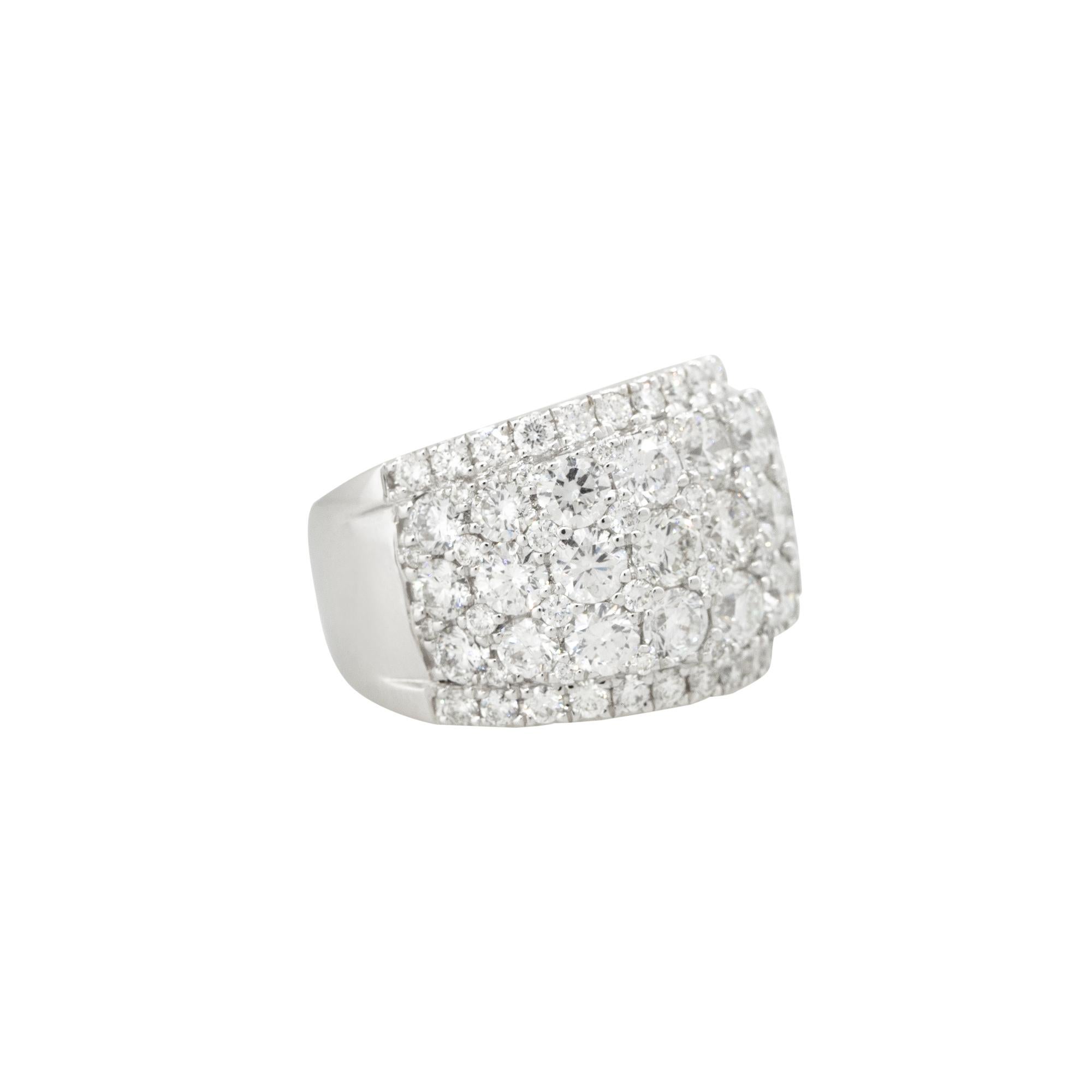 Women's 5.25 Carat Wide Pave Diamond Band 18 Karat in Stock For Sale