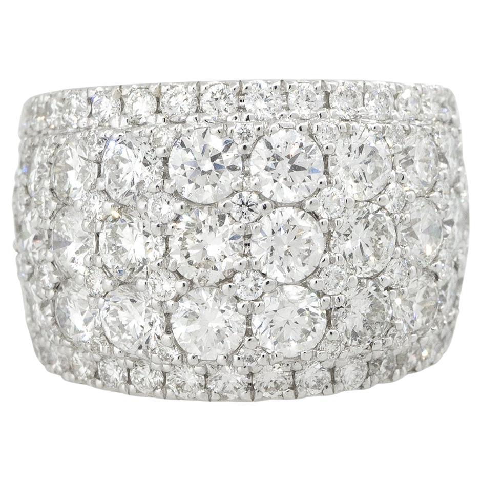 5.25 Carat Wide Pave Diamond Band 18 Karat in Stock For Sale
